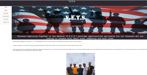 Screenshot of Veterans Exploring Together in the Smokies (VETS)